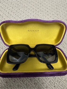 Gucci Black Oversized Square Women's Sunglasses